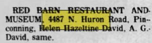 Red Barn Restaurant and Museum (Old Red Barn) - Jul 13 1976 Article